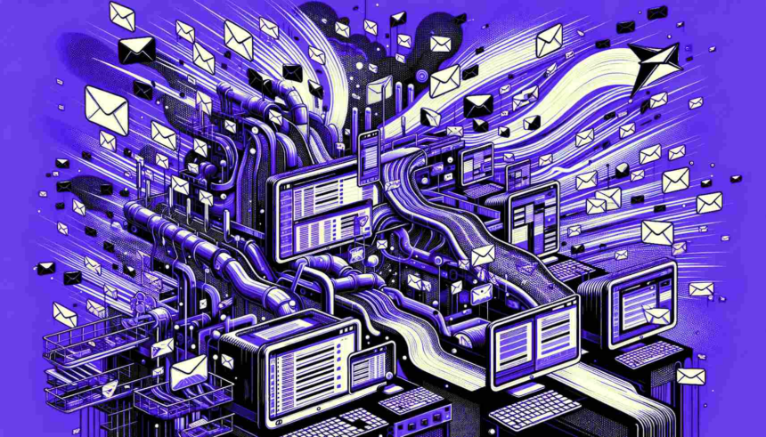 illustration showing mass emails sent out by a central domain computer best chatGPT Prompts for email marketing